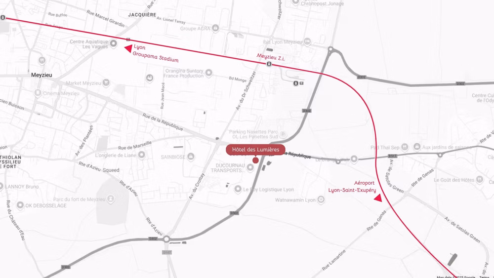 Plan d'accès à l'Hôtel des Lumières
